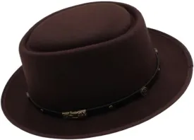 1pcs Dad Wool Flat Fedora Hat Fashion Women Men Pork Pie Hat for Gentleman Gambler Fascinator Trilby Hat, Size 58CM Fengyan Cowboy Hats (Color : Coffee, Size : 56-58cm)