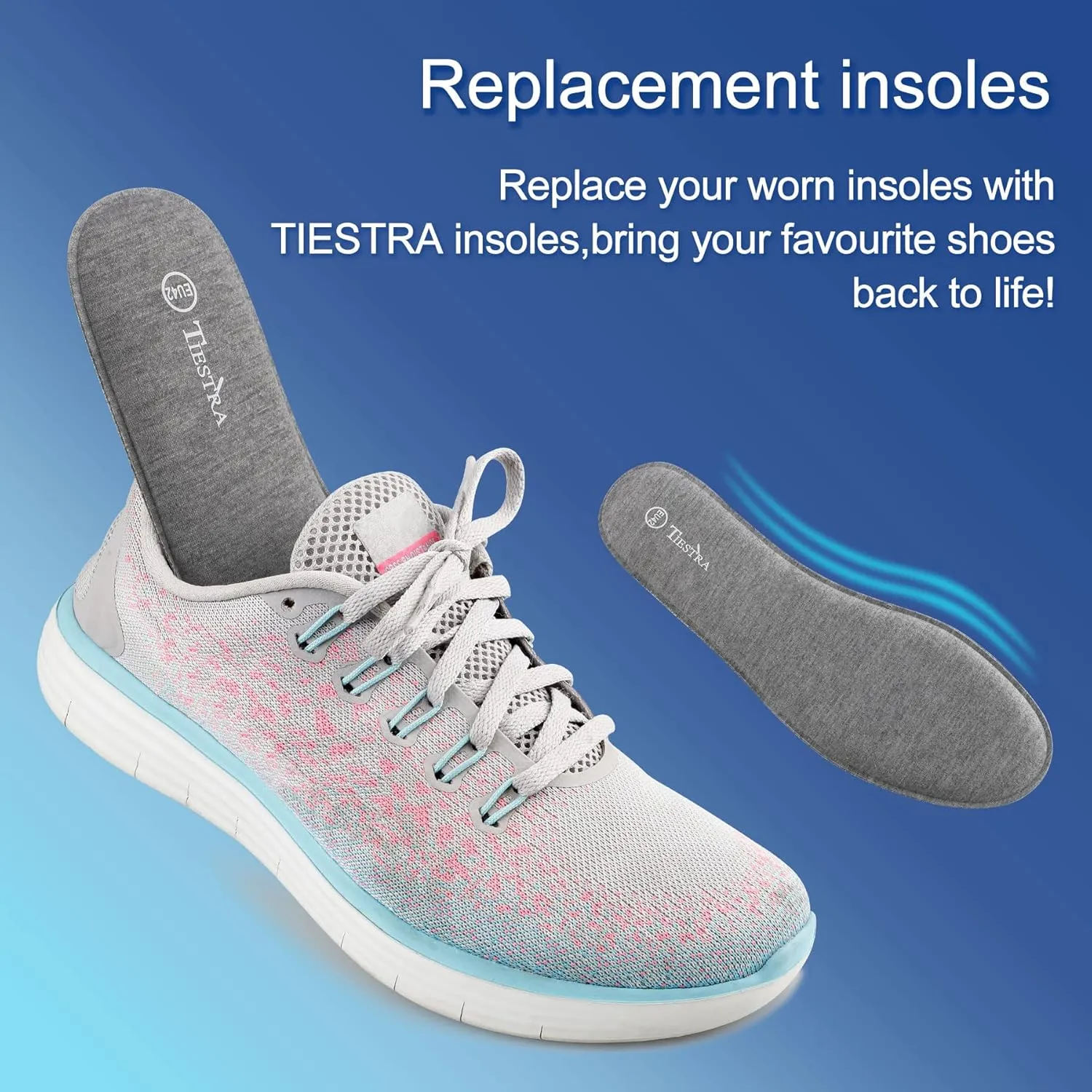 2 Pair -Shoe Inserts for Mens Memory Foam Insoles,Replacement Insoles for Work Boots Running Shoes, Cushion Shock Absorbing for Foot Pain Relief, Comfort Breathable Inner Soles 43EU,US10