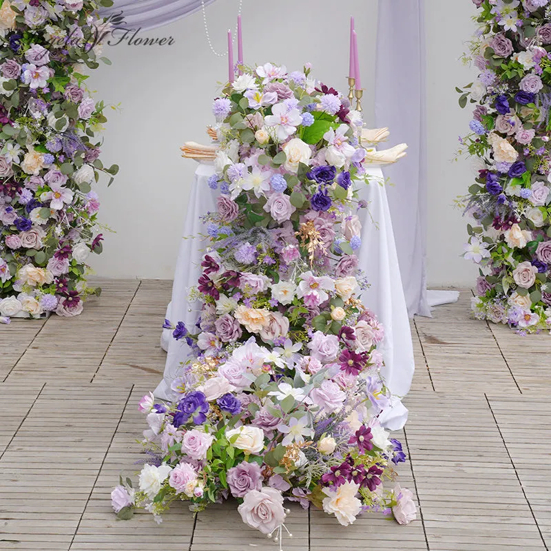 A865325 Purple Series Greenery Table Sofa Runner Wedding Event Decor