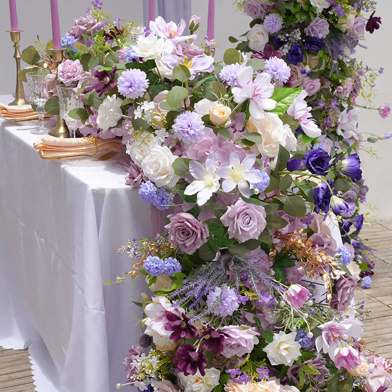 A865325 Purple Series Greenery Table Sofa Runner Wedding Event Decor
