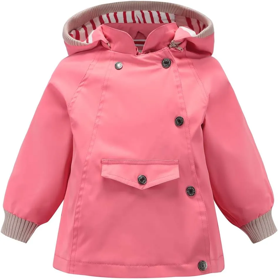 ACESTAR Boys Girls Waterproof Hooded Rain Jacket Kids Cotton Lined Rain Coat Toddler Windbreaker Spring Fall Raincoat