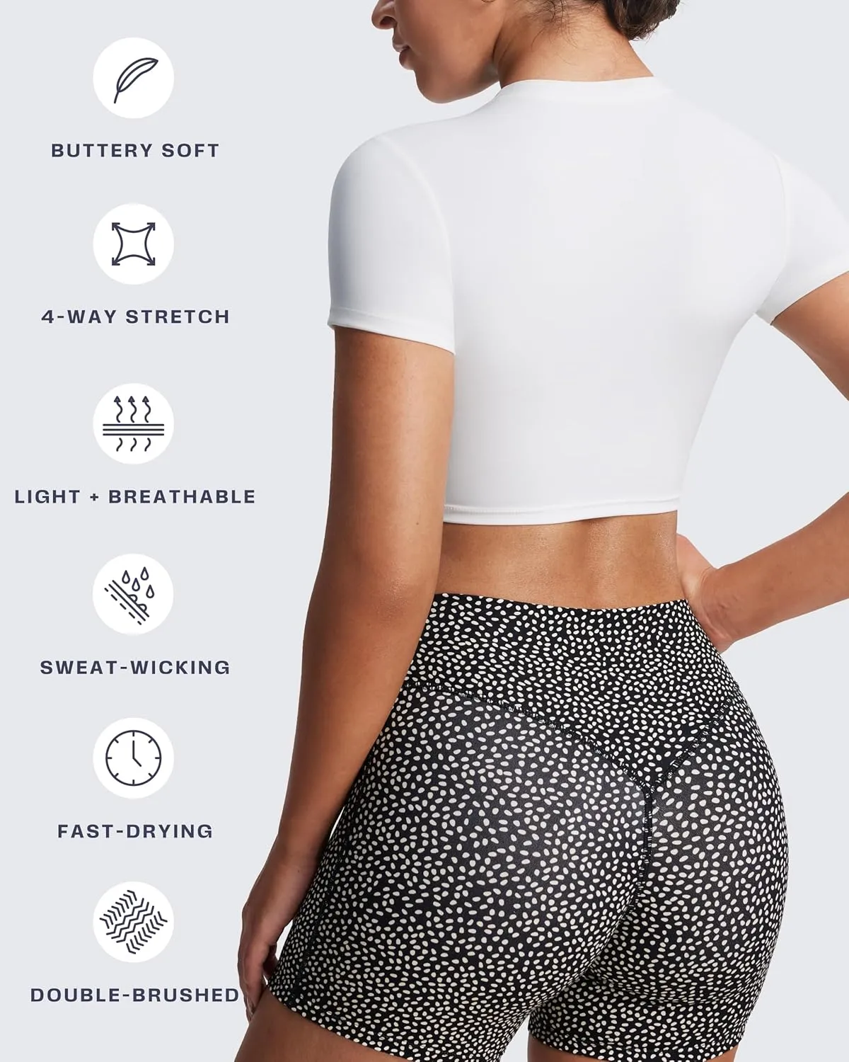 Aoxjox Short Sleeve Crop Tops for Women Classic Longline Baby Tee Workout T Shirt Top