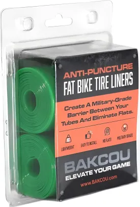 Bakcou - Puncture Proof Fat Tire Liners - Set of 2, Protection Against Flats, Customizable for Various Wheel Sizes, Durable Plastic Shield