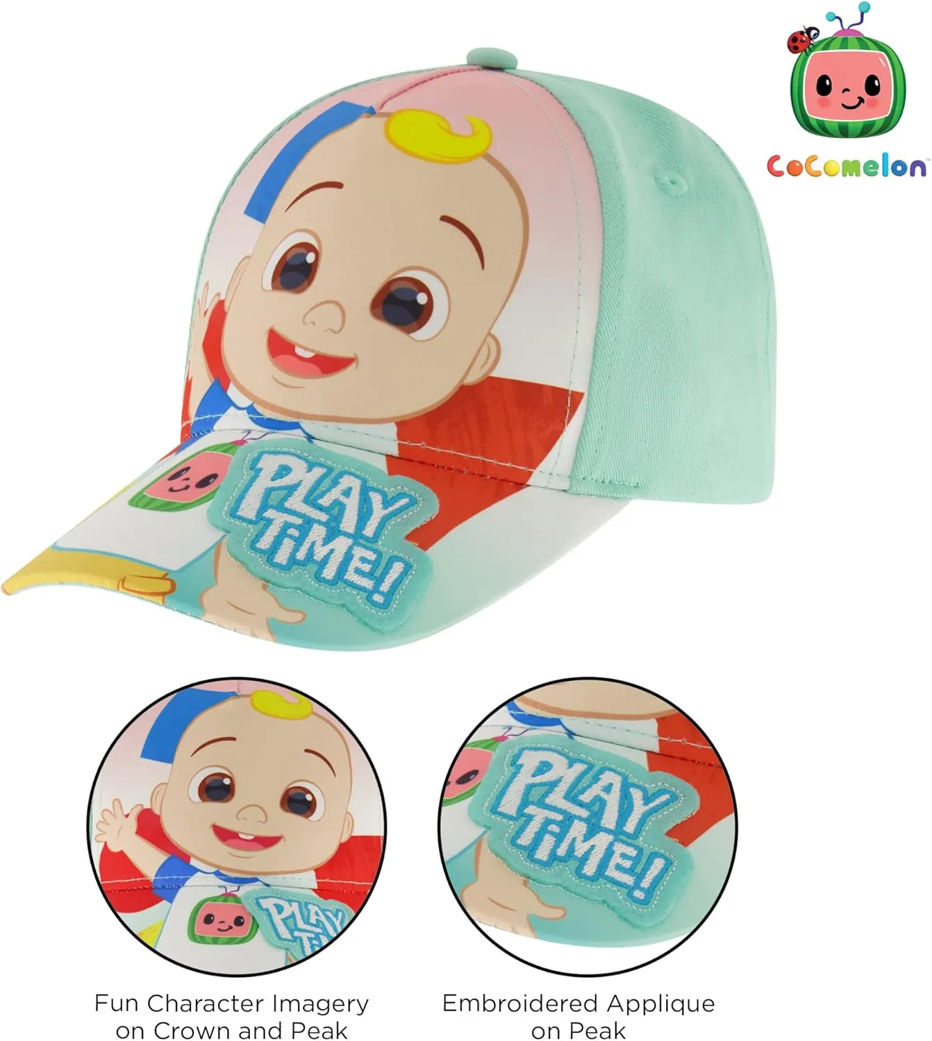 Boys' Cocomelon and Blippi Toddler Baseball Cap, Features Jj, Totom and Yoyo, Kids Hat for Ages 2-4