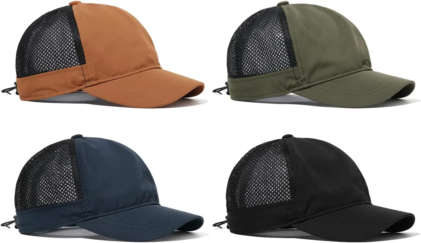 Clakllie Quick Dry Short Bill Baseball Cap Breathable Mesh Back Hat Lightweight Cooling Sports Cap Soft Top Trucker Hat