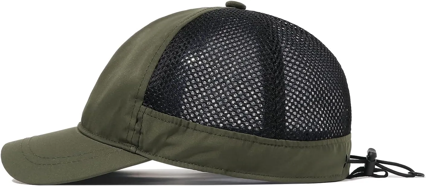 Clakllie Quick Dry Short Bill Baseball Cap Breathable Mesh Back Hat Lightweight Cooling Sports Cap Soft Top Trucker Hat