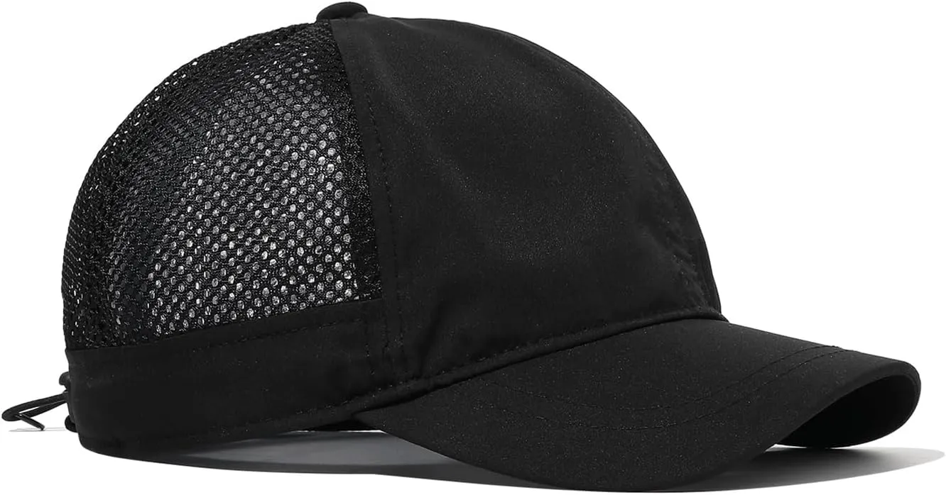 Clakllie Quick Dry Short Bill Baseball Cap Breathable Mesh Back Hat Lightweight Cooling Sports Cap Soft Top Trucker Hat