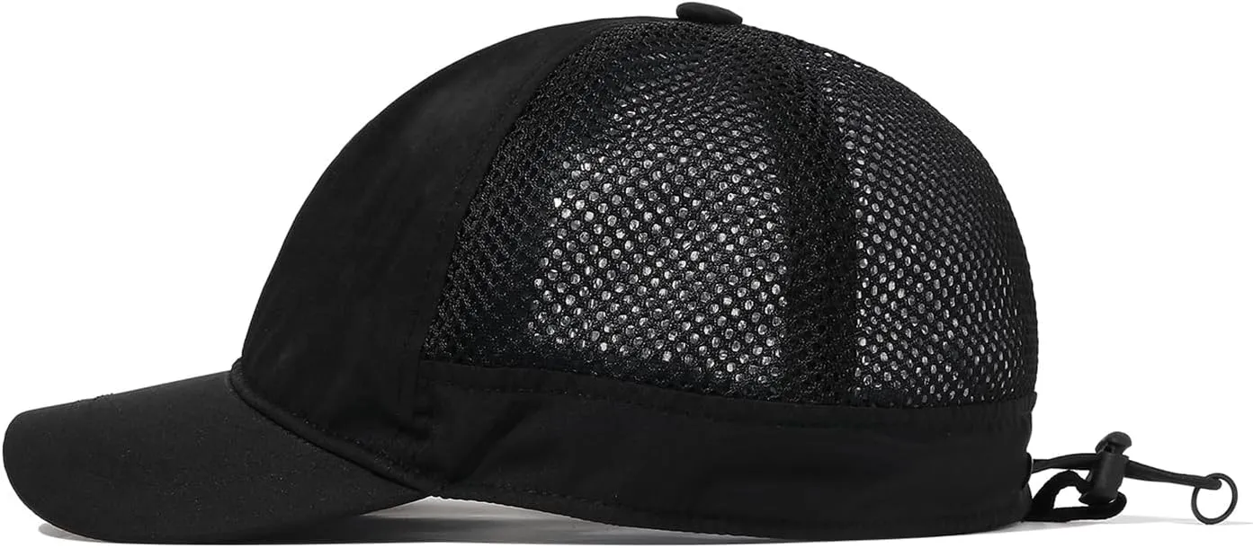 Clakllie Quick Dry Short Bill Baseball Cap Breathable Mesh Back Hat Lightweight Cooling Sports Cap Soft Top Trucker Hat