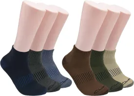 Clarks Men's Casual Half Cushion Anklet Socks 6 Pair, Navy/Charcoal/Denim/Brown/Olive/Khaki, Men's 7-12 Shoe