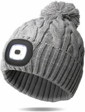 Classic Rechargeable LED Warm Knit Beanie Head Light Hat Headlamp for Outdoor Activities