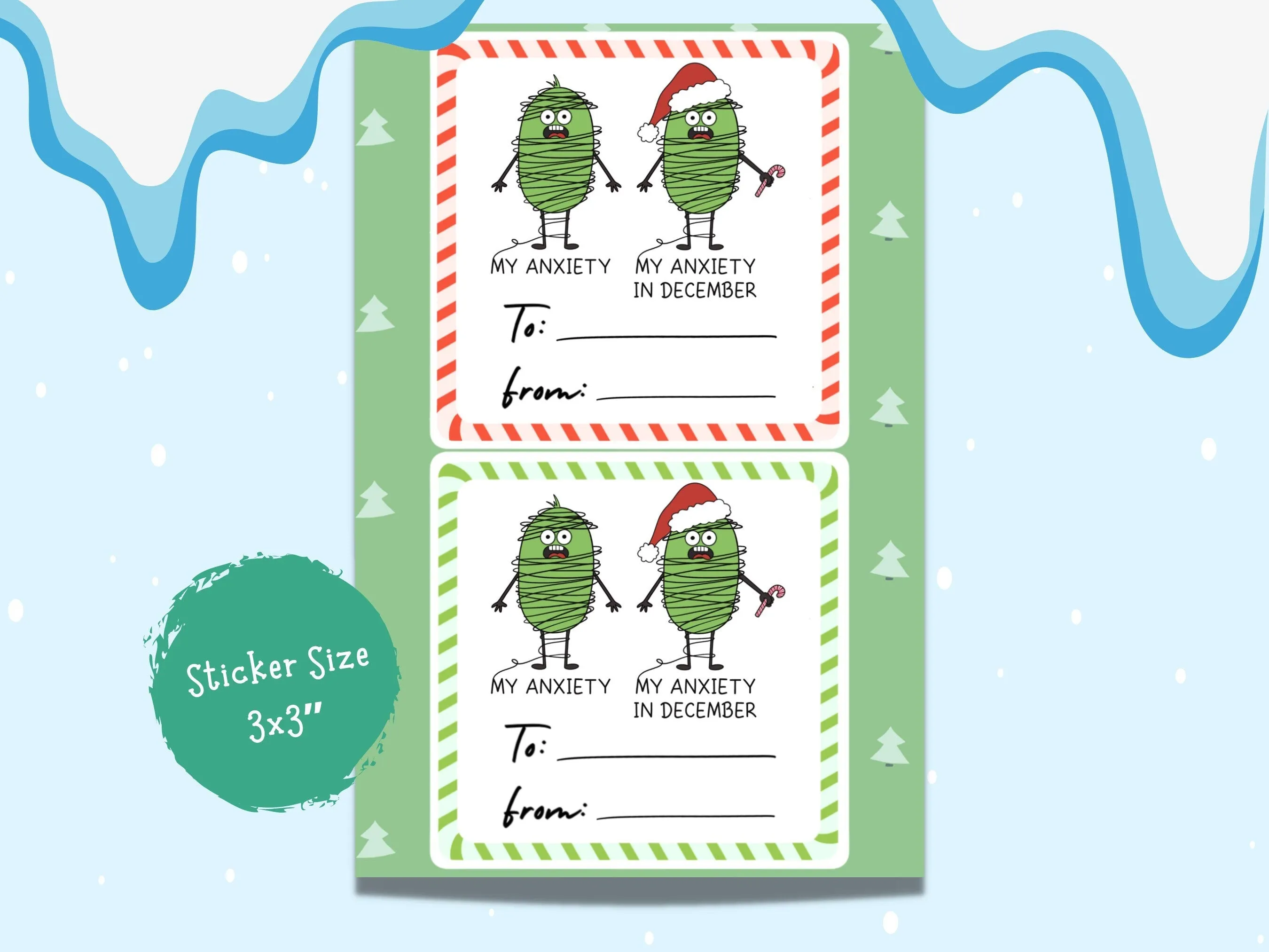 December Anxiety Christmas Gift Tags Present Labels To And From