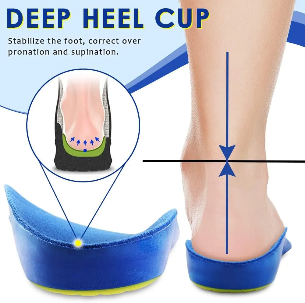 Kids Arch Support Shoe Inserts, Children Orthotics Shoe Insoles with PU Foam Cushioning for Flat feet, Plantar Fasciitis, Feet Heel Pain Relief