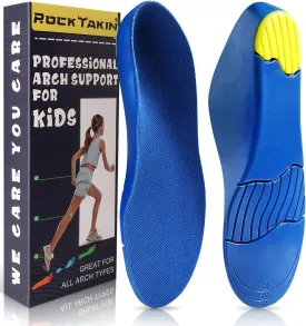 Kids Arch Support Shoe Inserts, Children Orthotics Shoe Insoles with PU Foam Cushioning for Flat feet, Plantar Fasciitis, Feet Heel Pain Relief