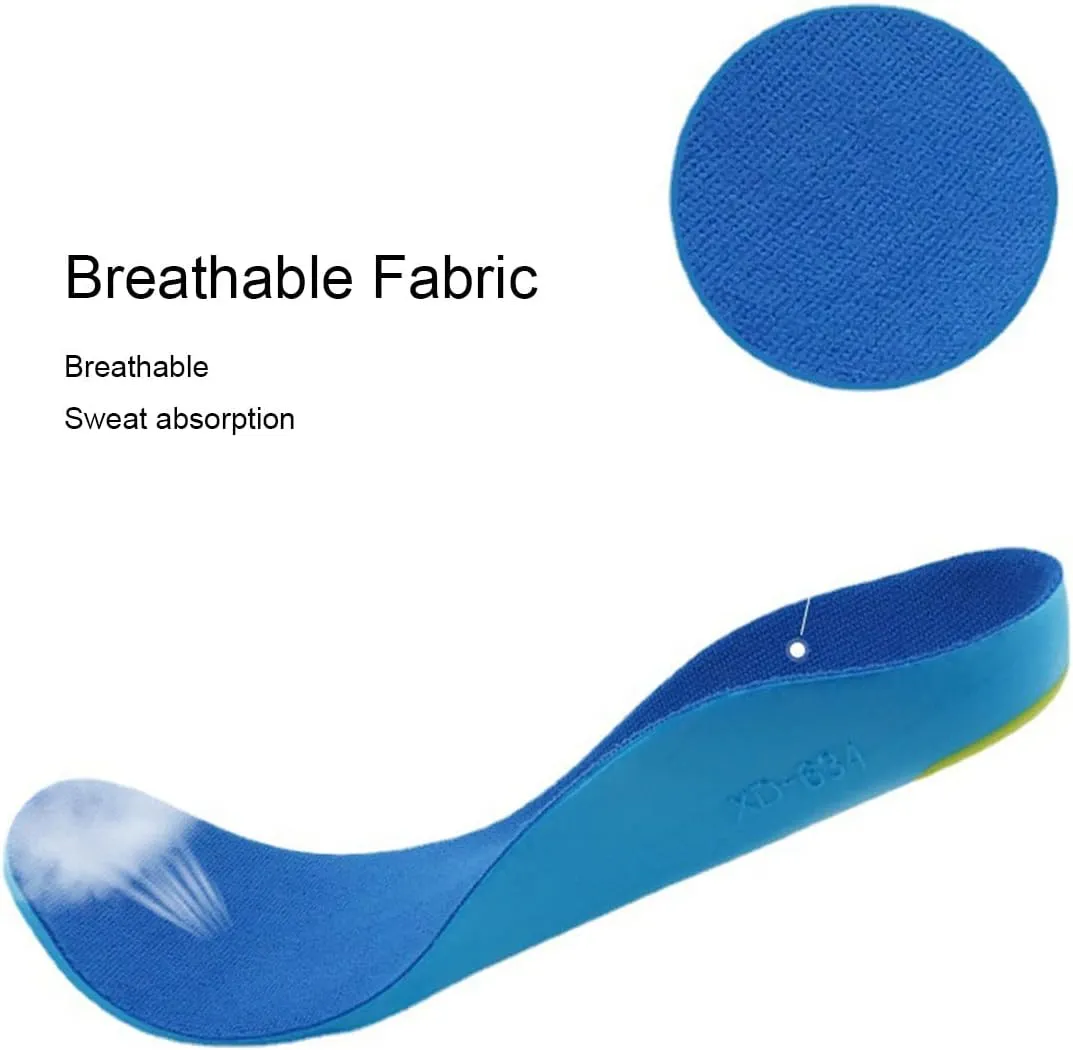 Kids Orthotic Cushioning Arch Support Shoe Insoles, Toddler Inserts for Flat feet, Plantar Fasciitis, Feet Heel Pain Relief (Big Kids 2.5-4.5)
