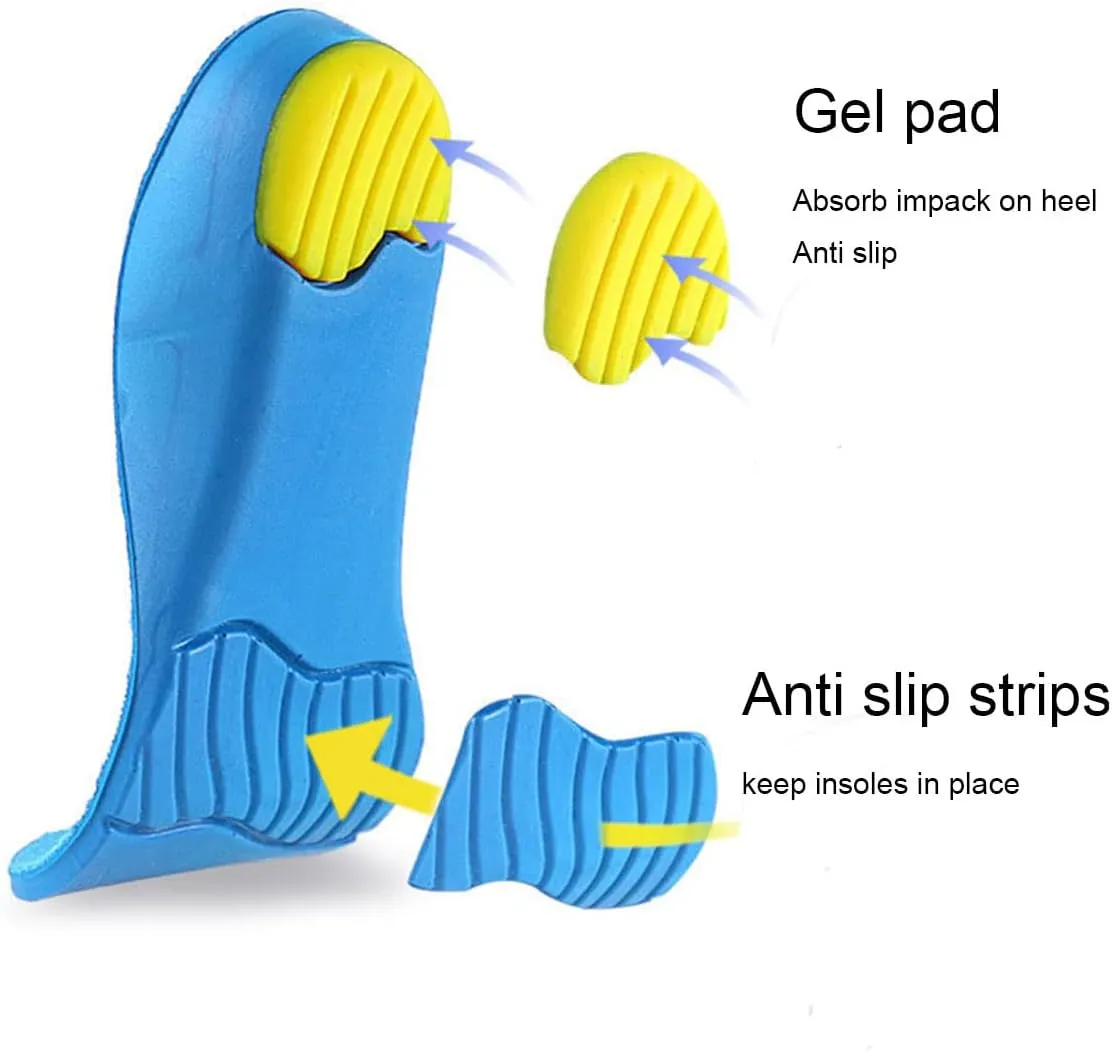 Kids Orthotic Cushioning Arch Support Shoe Insoles, Toddler Inserts for Flat feet, Plantar Fasciitis, Feet Heel Pain Relief (Big Kids 2.5-4.5)