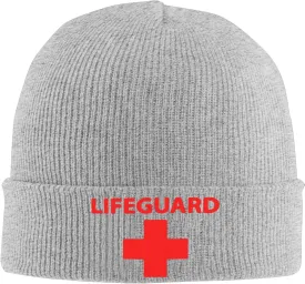 Lifeguard Cross Knit Ski Beanie Cap Classic Warm Winter Hat for Women and Men