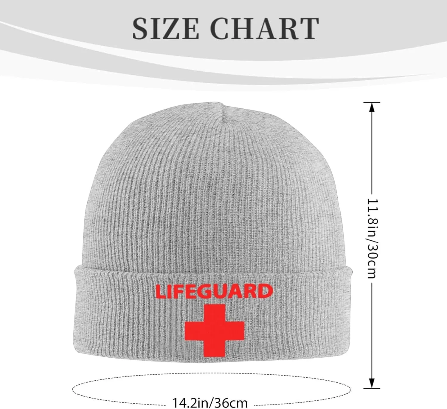 Lifeguard Cross Knit Ski Beanie Cap Classic Warm Winter Hat for Women and Men