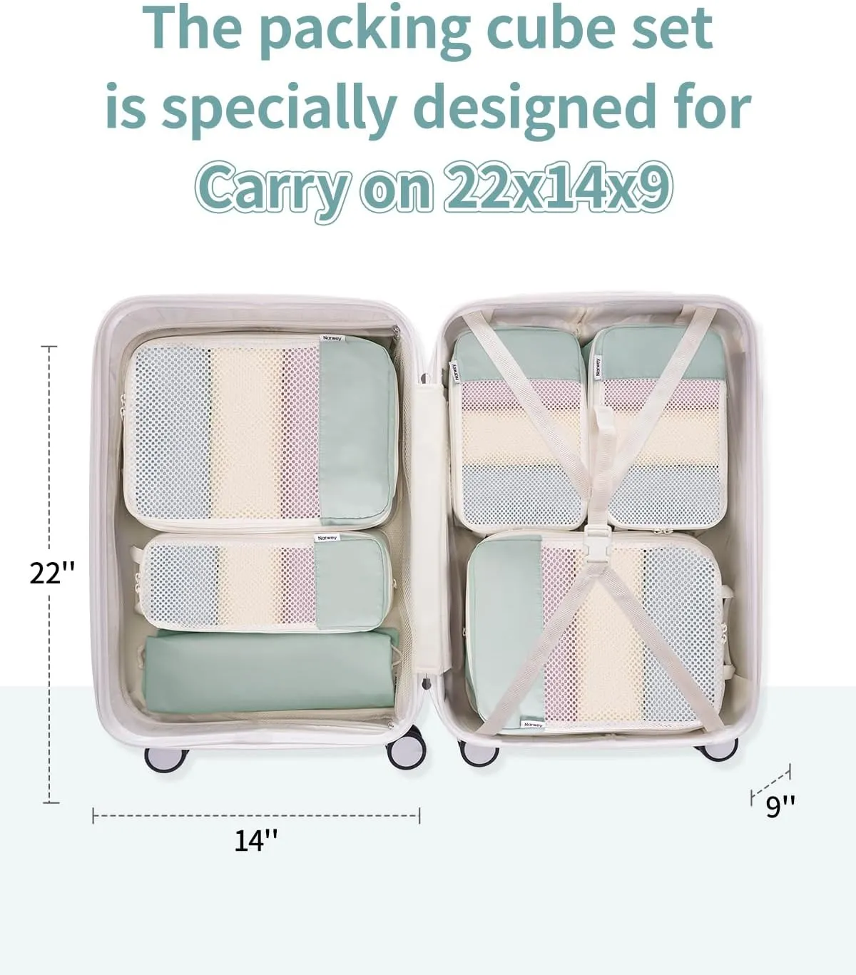 Narwey 6 Set Compression Packing Cubes Travel for Carry on Women, Packing Organizers Bag for Backpack Luggage Suitcase Duffle Bags