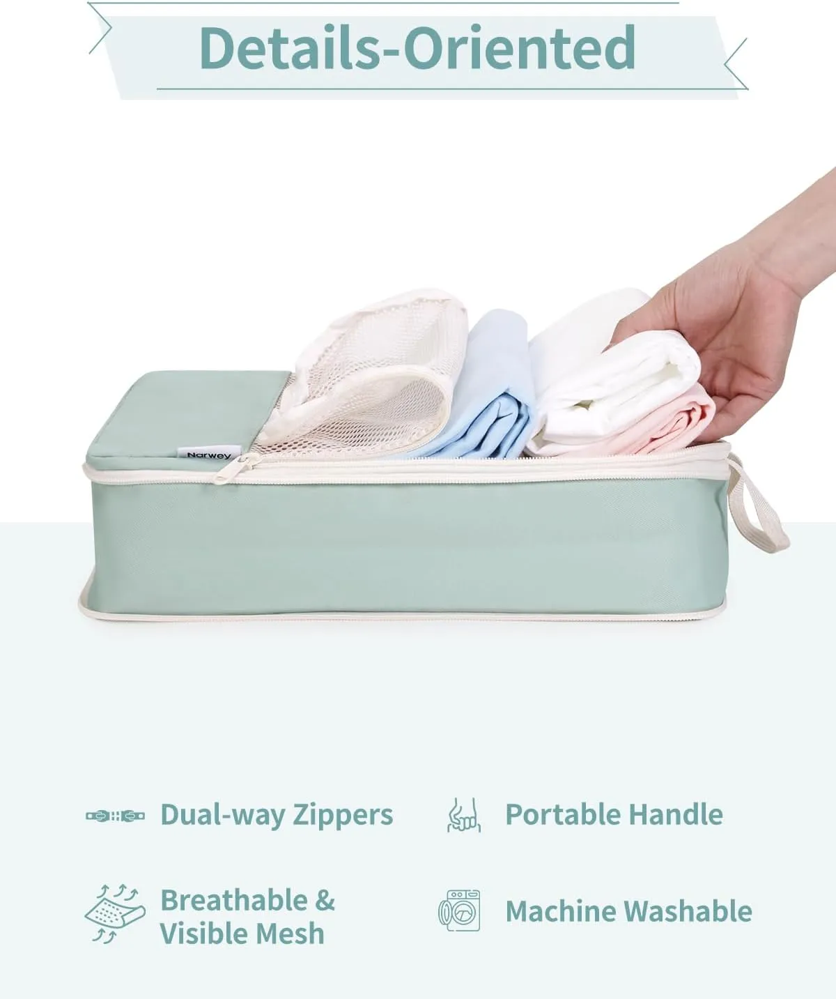 Narwey 6 Set Compression Packing Cubes Travel for Carry on Women, Packing Organizers Bag for Backpack Luggage Suitcase Duffle Bags