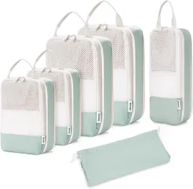 Narwey 6 Set Compression Packing Cubes Travel for Carry on Women, Packing Organizers Bag for Backpack Luggage Suitcase Duffle Bags
