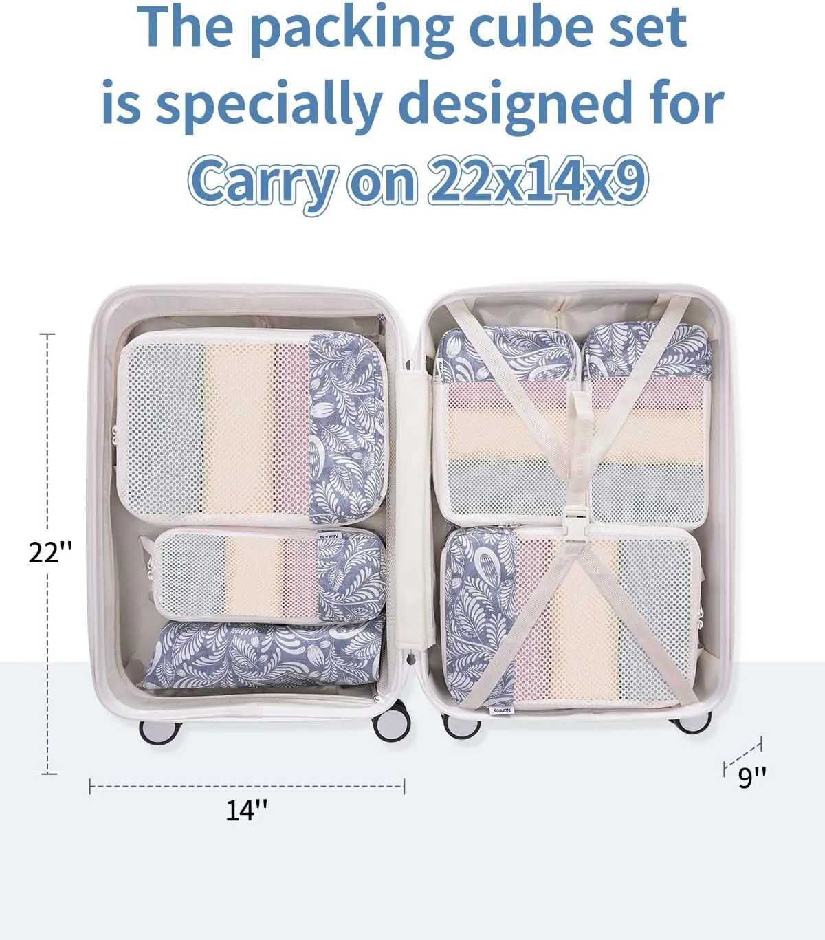 Narwey 6 Set Compression Packing Cubes Travel for Carry on Women, Packing Organizers Bag for Backpack Luggage Suitcase Duffle Bags