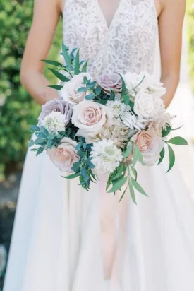 Organic Ivory and Mauve California Wedding
