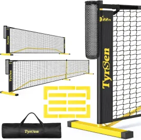 Portable Pickleball Net for Driveway, 22 FT Regulation Size & 11 FT Half Court Size Pickle Ball Net with Ball Collector, 2-in-1 Pickle Ball Net with Carry Bag for Garages Backyard