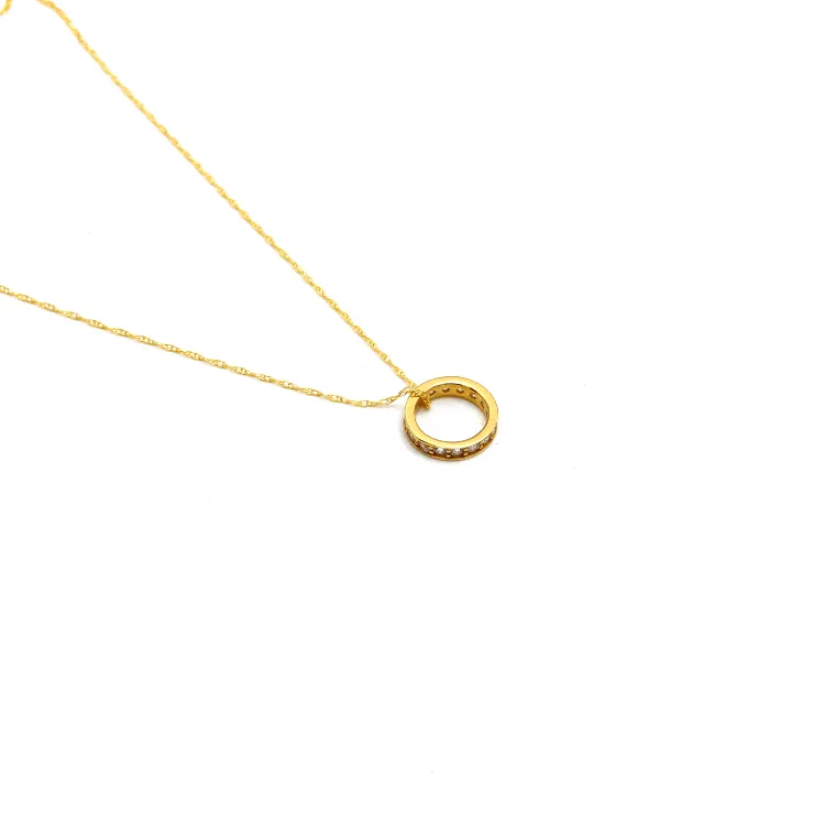 Real Gold Roller Stone Round Necklace 0307 CWP 1933
