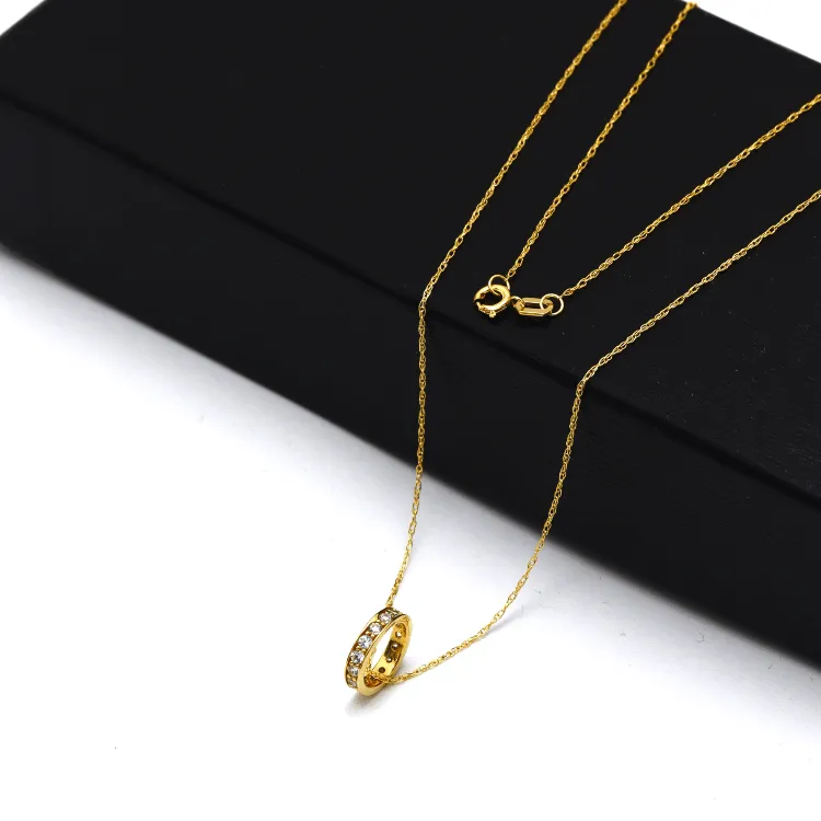 Real Gold Roller Stone Round Necklace 0307 CWP 1933