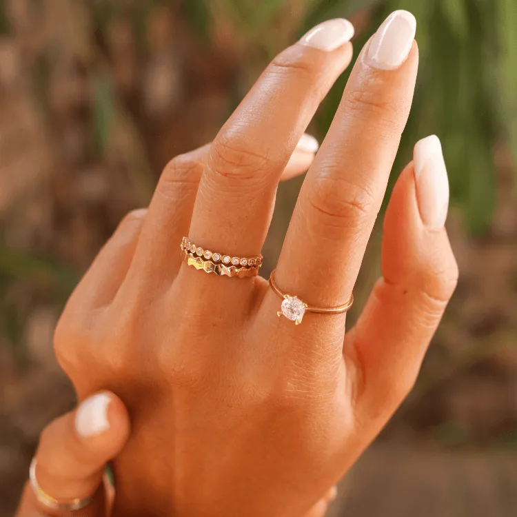 Real Gold Solitaire Ring 0056 (SIZE 5) R1994