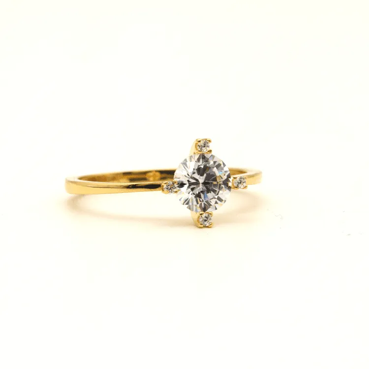 Real Gold Solitaire Ring 0056 (SIZE 5) R1994