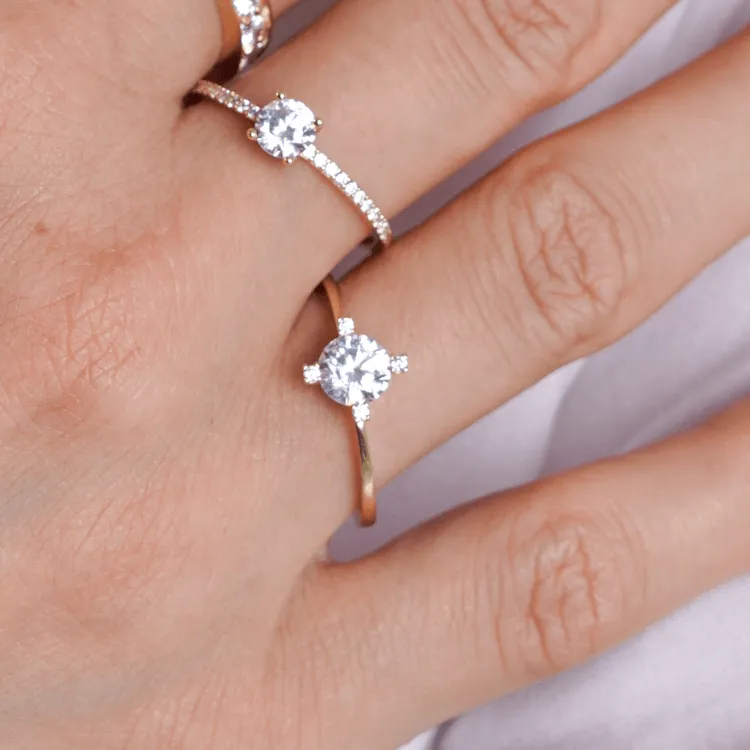 Real Gold Solitaire Ring 0056 (SIZE 5) R1994