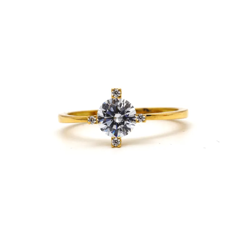 Real Gold Solitaire Ring 0056 (SIZE 5) R1994