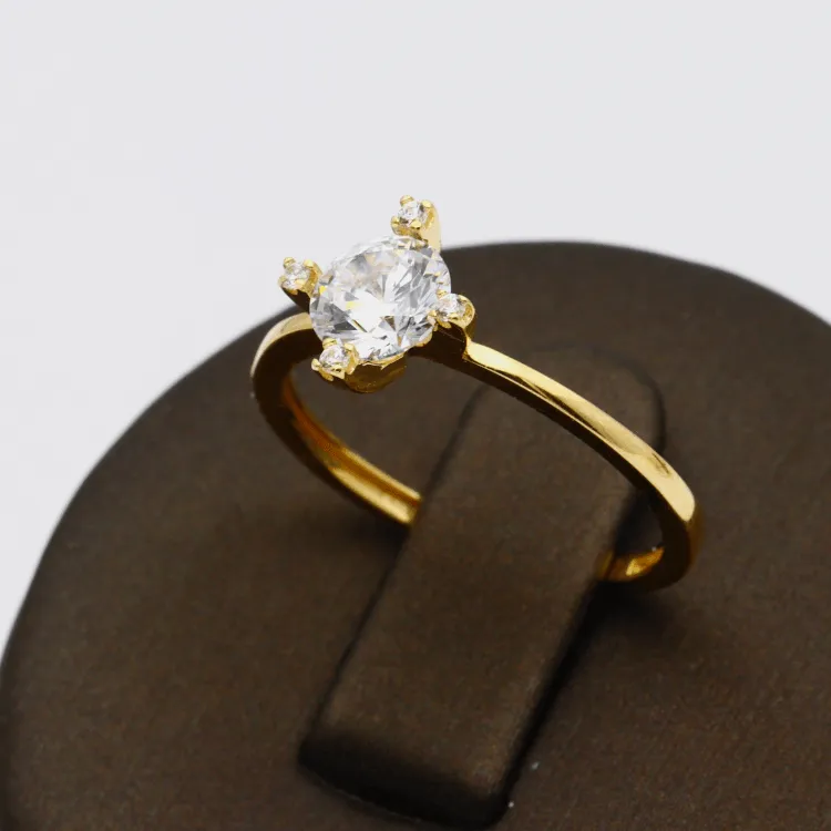 Real Gold Solitaire Ring 0056 (SIZE 5) R1994