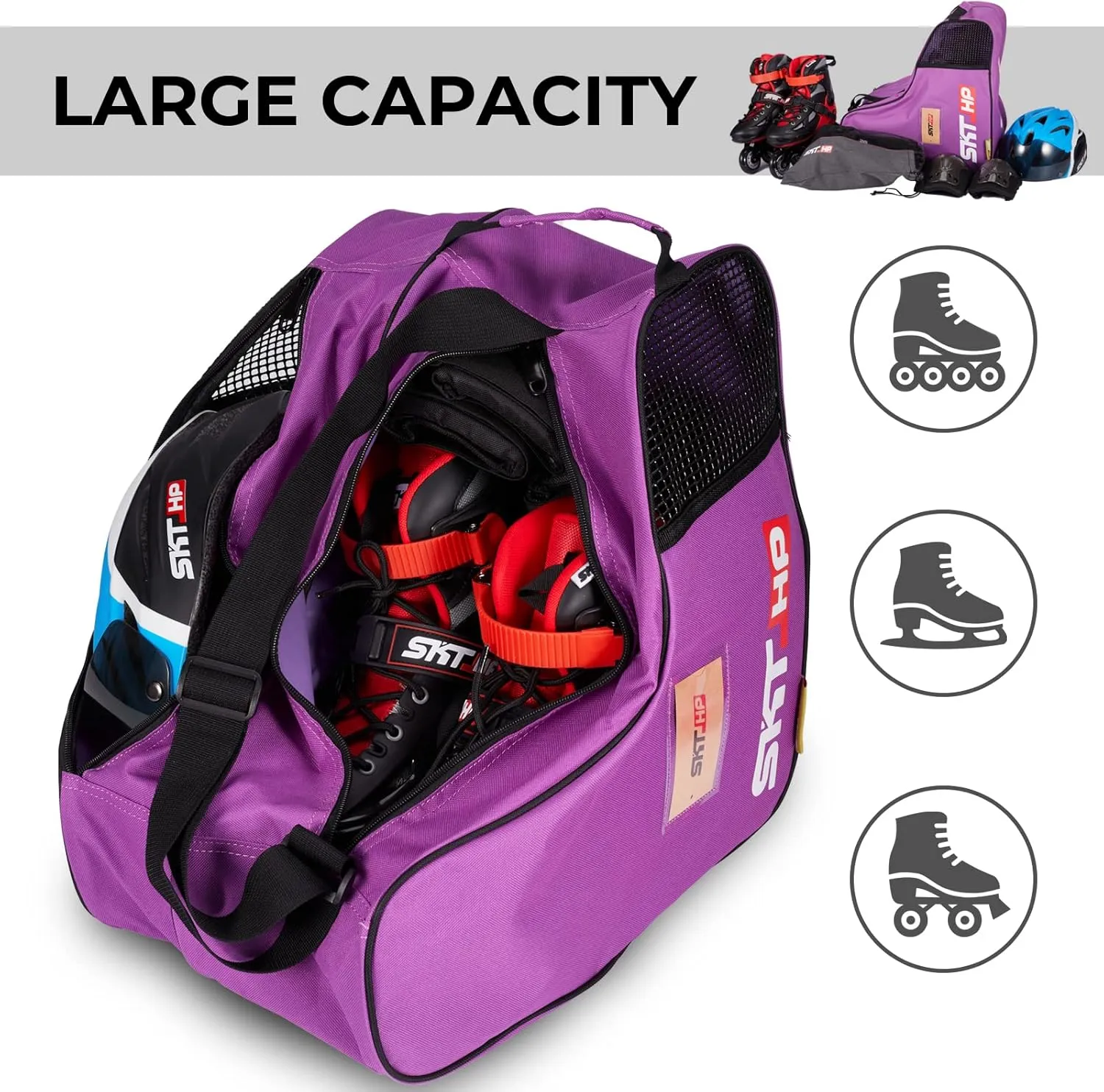 Roller Skate Bag with Adjustable Shoulder Strap for Kids and Adults to Hold Inline Skates and Knee Pads