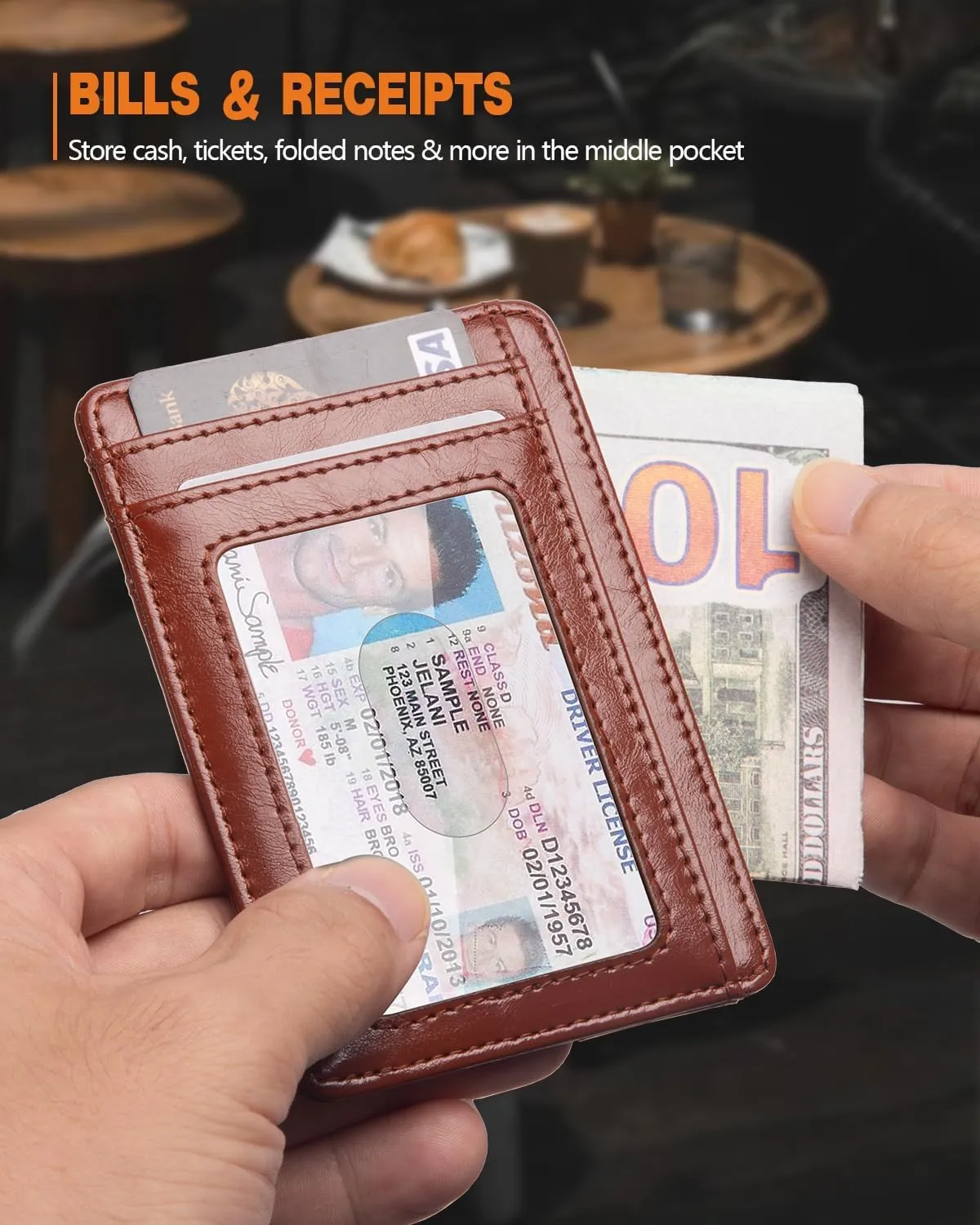 RUNBOX Slim Minimalist RFID Blocking Front Pocket Leather Wallets for Men Women Gift Box