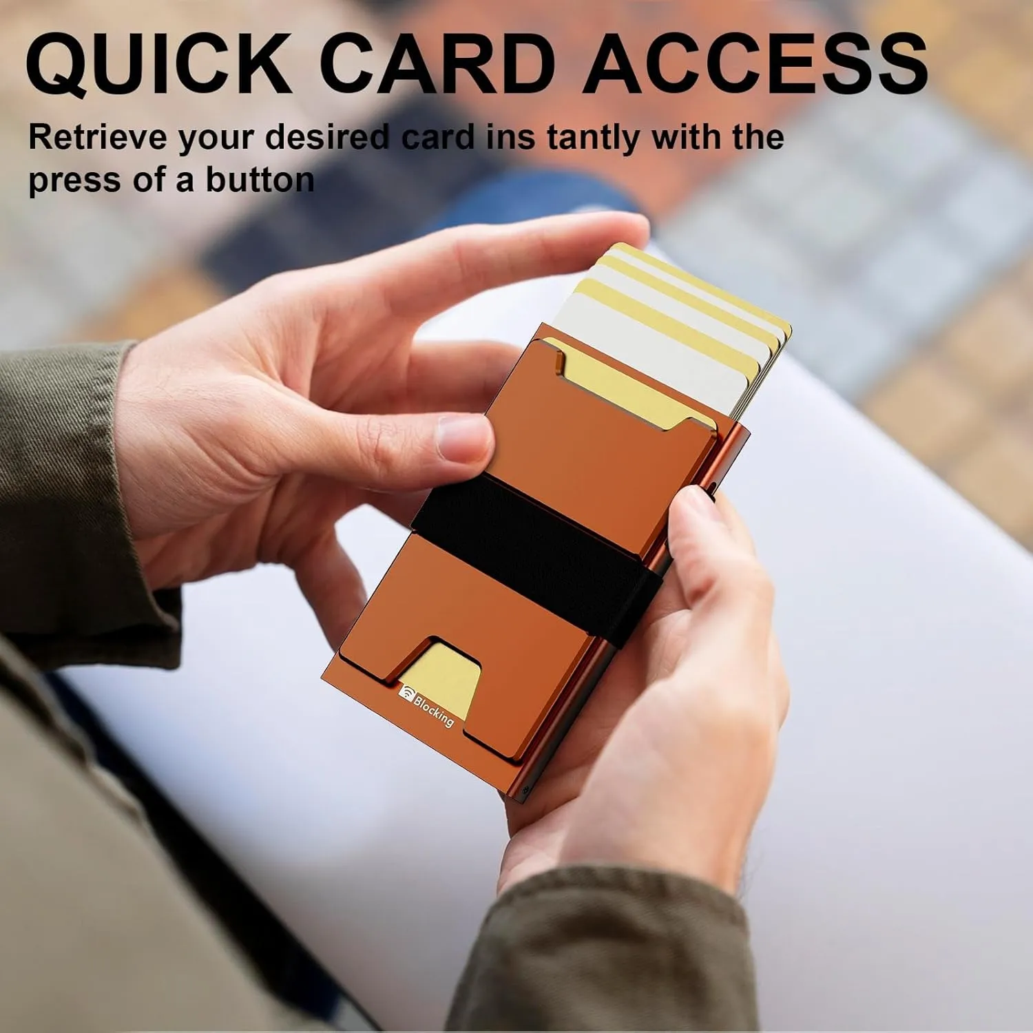 Smart Card Wallet for Men Slim: Minimalist Wallet For Men - RFID Blocking Pop Up Front Pocket Wallet, Metal Wallet 11 Card Holder