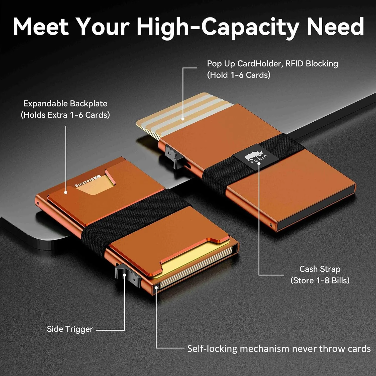 Smart Card Wallet for Men Slim: Minimalist Wallet For Men - RFID Blocking Pop Up Front Pocket Wallet, Metal Wallet 11 Card Holder