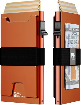 Smart Card Wallet for Men Slim: Minimalist Wallet For Men - RFID Blocking Pop Up Front Pocket Wallet, Metal Wallet 11 Card Holder