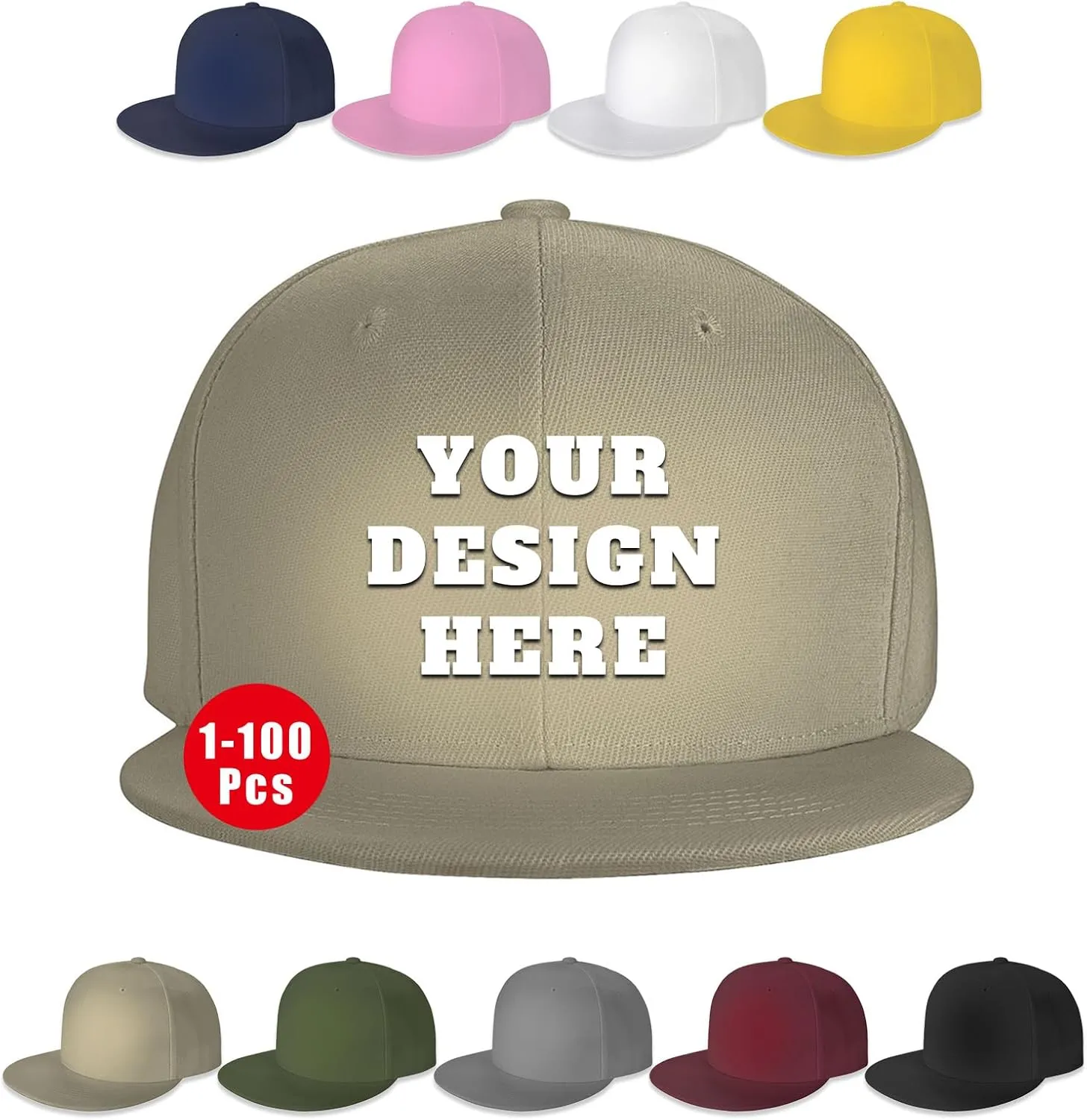 Snapback Hats for Men Women Custom Hat Flat Bill Baseball Cap Personalized Text Image Logo