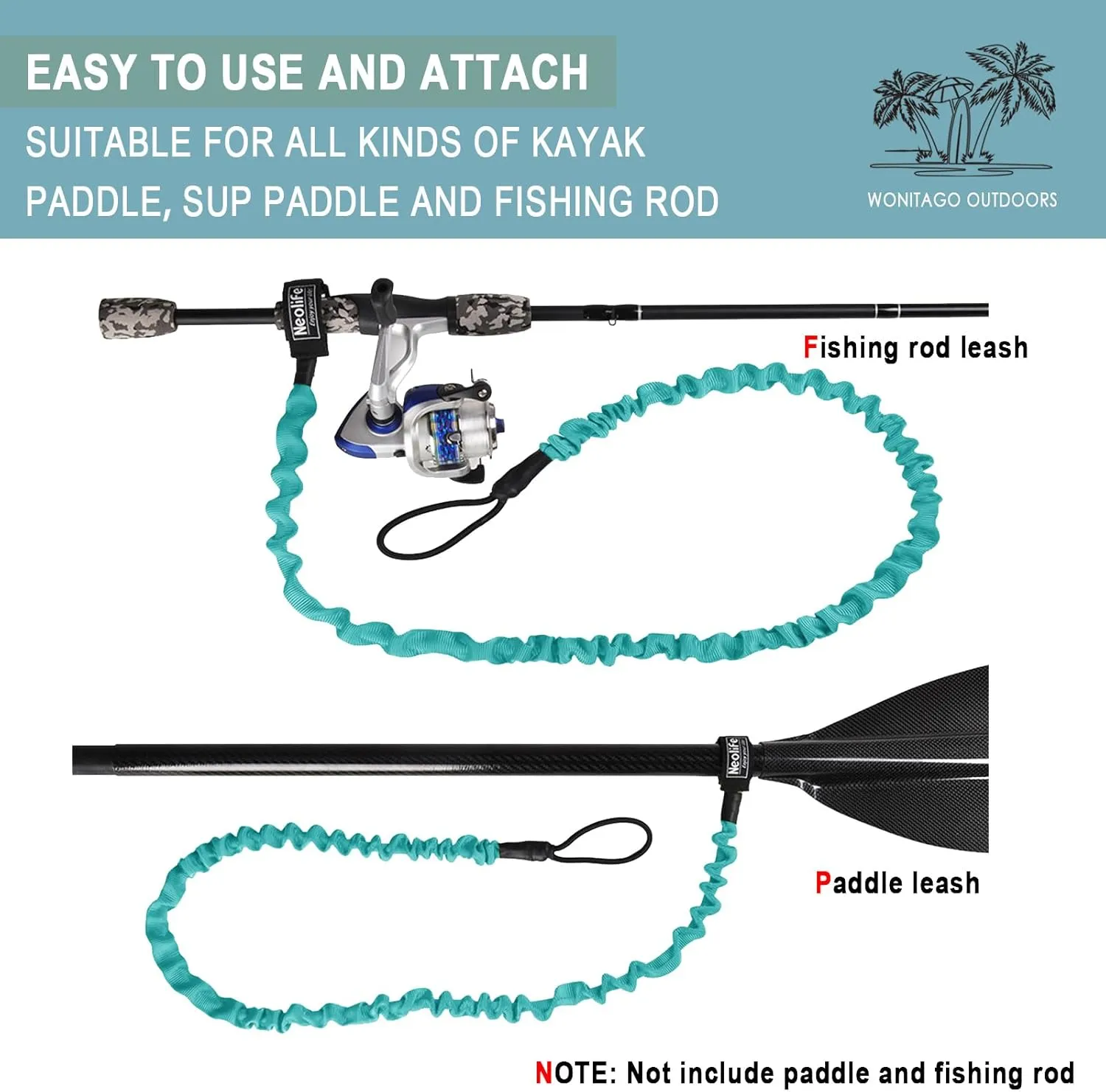Stretchable Kayak Paddle Leash, Coiled Rod Leash Tool Lanyard for Kayak and SUP Paddles, Fishing Poles Rods