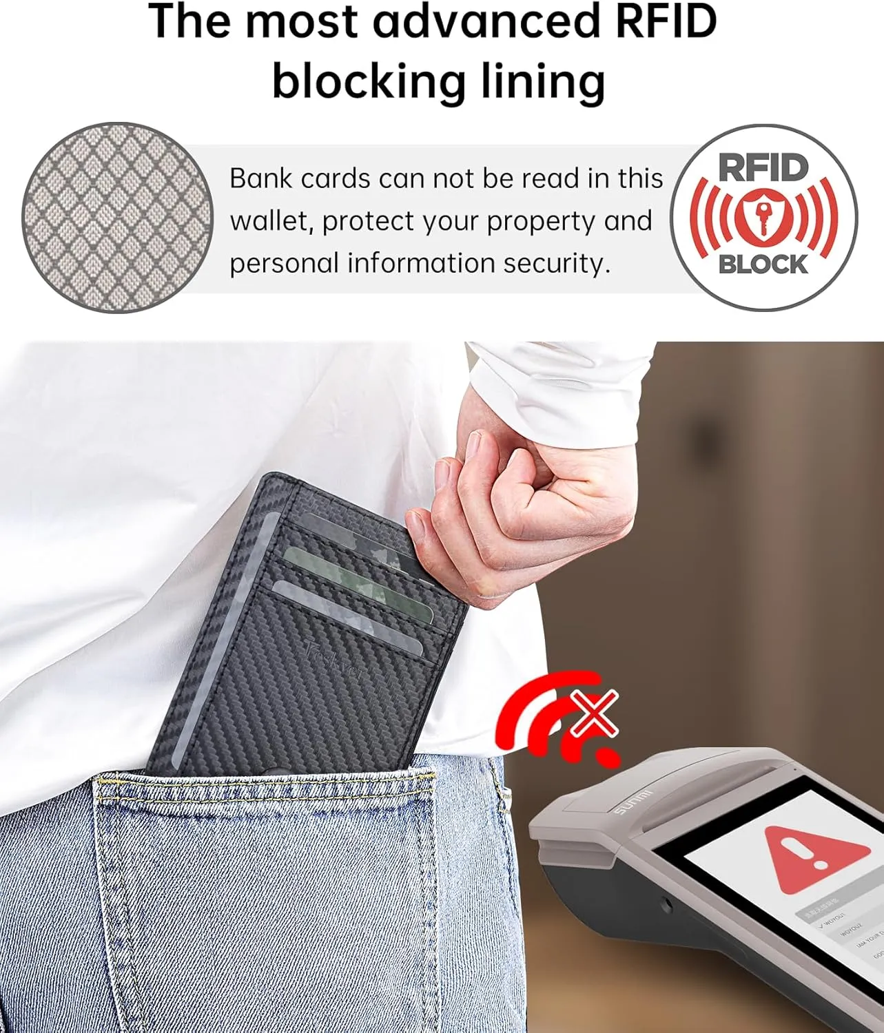 Teskyer Slim Wallet for Men, Minimalist Front Pocket RFID Blocking Leather Wallet Credit Card Holder for Men & Women