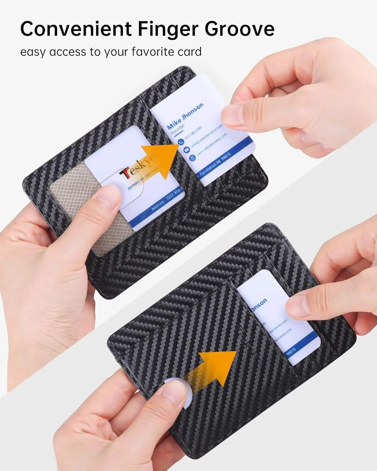Teskyer Slim Wallet for Men, Minimalist Front Pocket RFID Blocking Leather Wallet Credit Card Holder for Men & Women