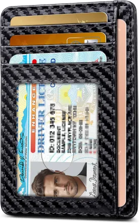 Teskyer Slim Wallet for Men, Minimalist Front Pocket RFID Blocking Leather Wallet Credit Card Holder for Men & Women