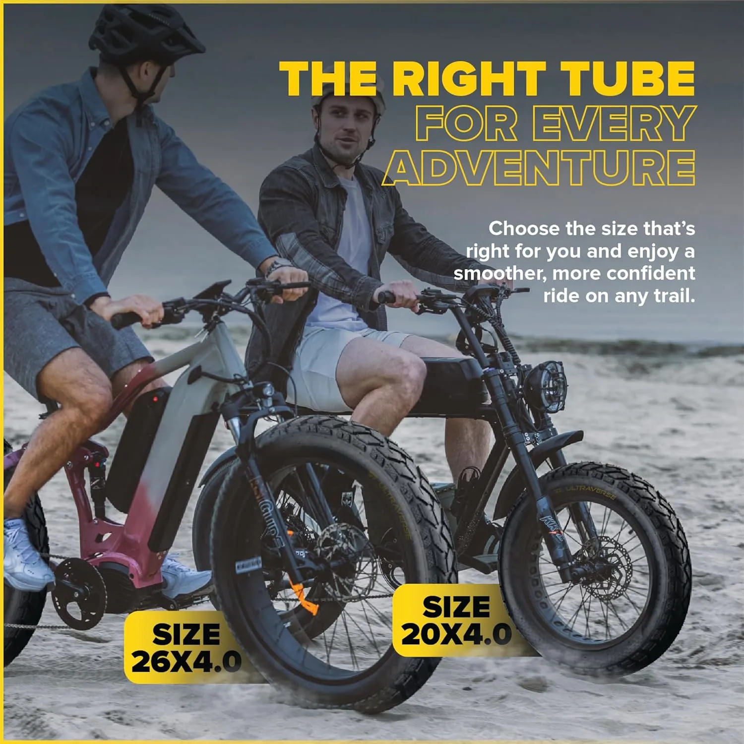 Ultraverse 20x4.0, 26x4.0, 20x3.0, 26x3.0 Inner Tube Set with Schrader Valve-Ideal for Mountain Bikes & E-Bikes with 20/26-Inch Fat Tires-Durable & Reliable Performance 2 Pack with Tire Levers