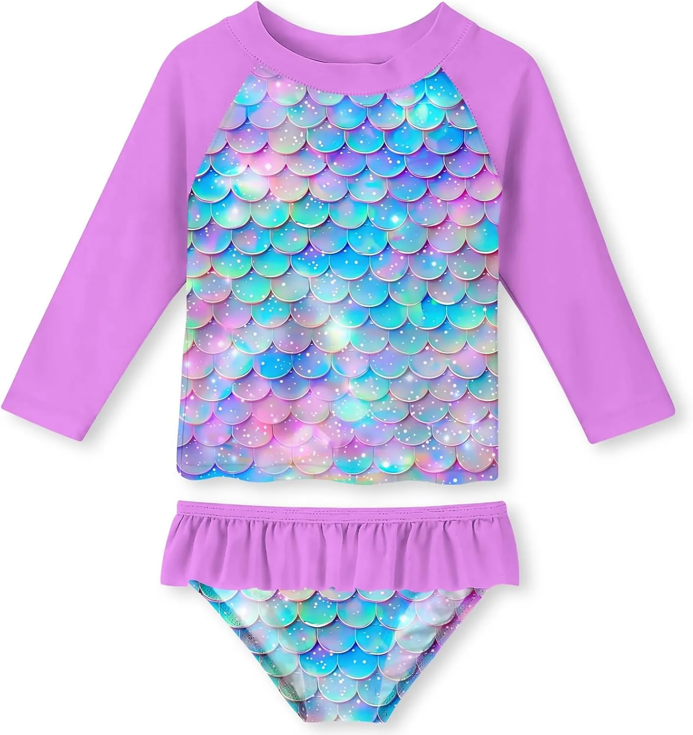 UNIFACO Toddler Girls Swimsuit Rashguard Set Summer Beach Breathable Tankini with UPF 50  Sun Protection 2-8T