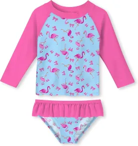 UNIFACO Toddler Girls Swimsuit Rashguard Set Summer Beach Breathable Tankini with UPF 50  Sun Protection 2-8T