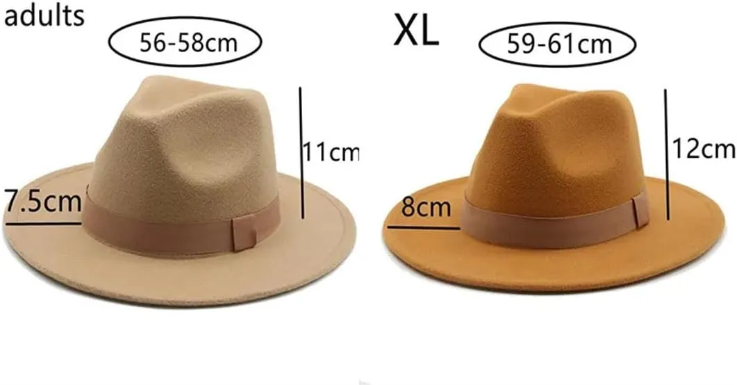 Women Solid Color Fedora Hat Men's Wide Brim Casual Hat Wedding Bowler