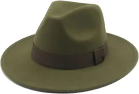 Women Solid Color Fedora Hat Men's Wide Brim Casual Hat Wedding Bowler