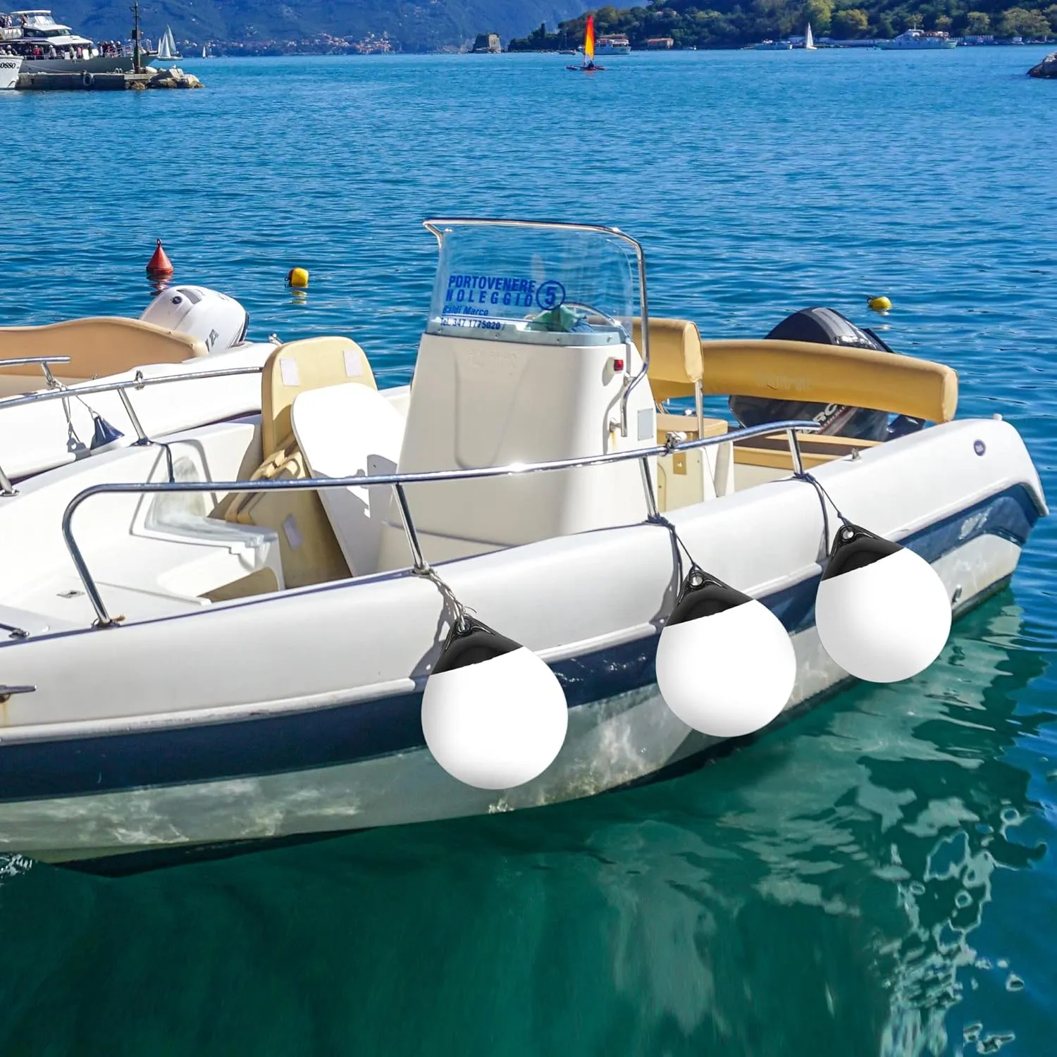 X-Haibei Pair of Boat Fenders Ball Round Anchor Buoy, Dock Bumper Ball Inflatable Vinyl Shield Protection Marine Mooring Buoys